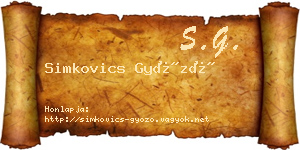 Simkovics Győző névjegykártya